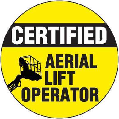 Certified aerial lift operator badge